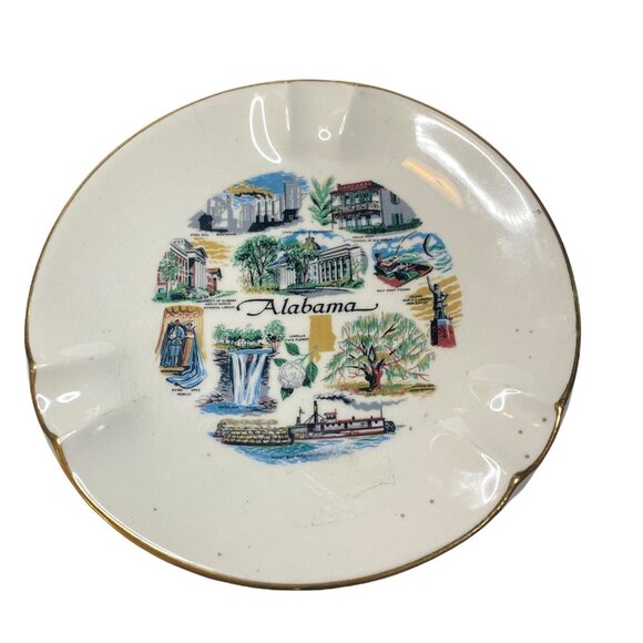 Broken China Pendant Alabama State Commemorative Plate Artisan Metalwork Bezel - Picture 2 of 9